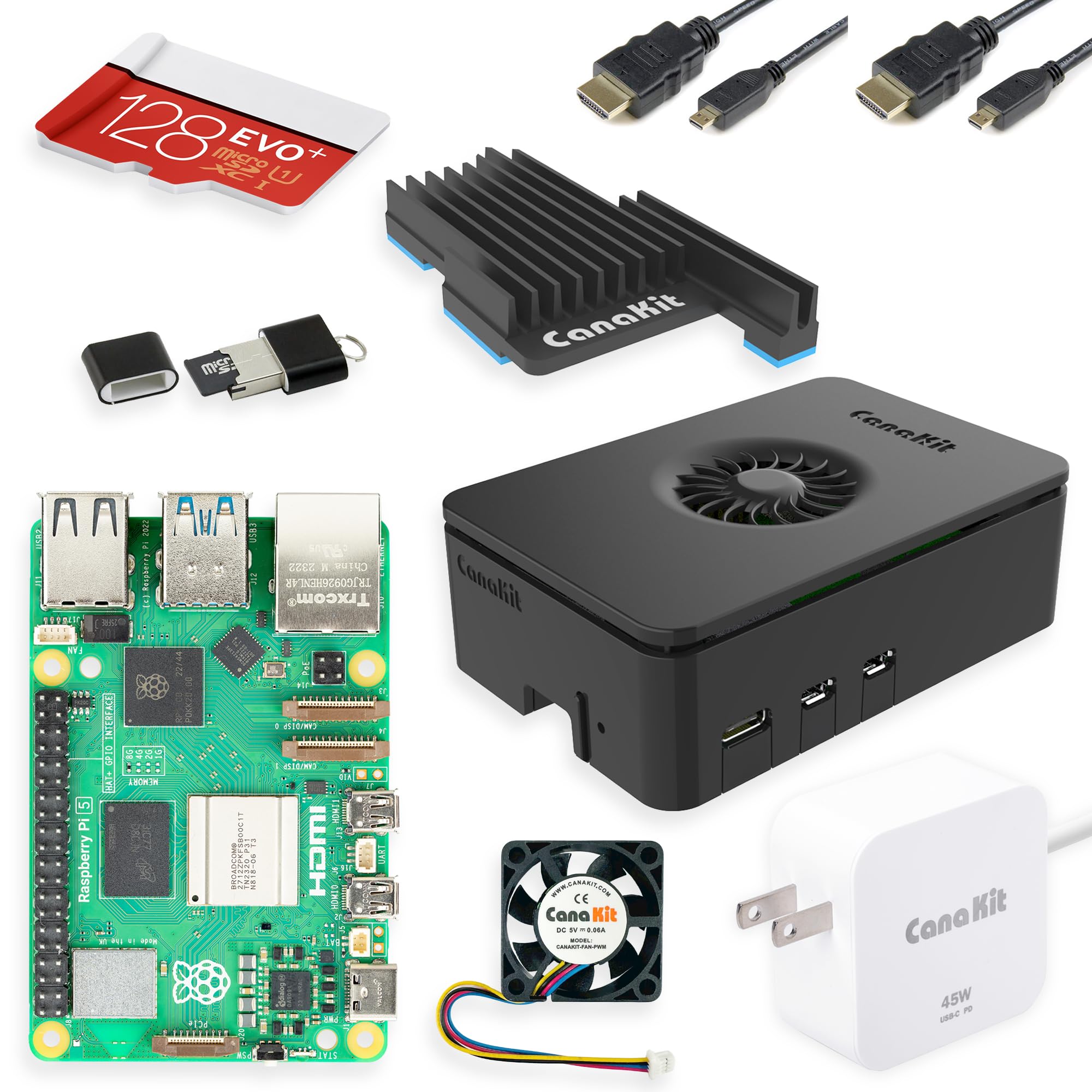 Raspberry Pi 5 Starter Kit PRO 128GB EVO+ Black Case 64-bit OS | eBay