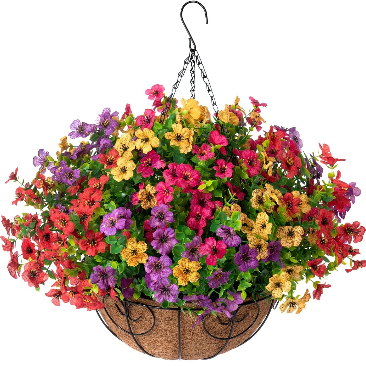 Artificial Faux Hanging Plants Flowers Basket Summer Outdoor UV Resistant  Daisy | eBay